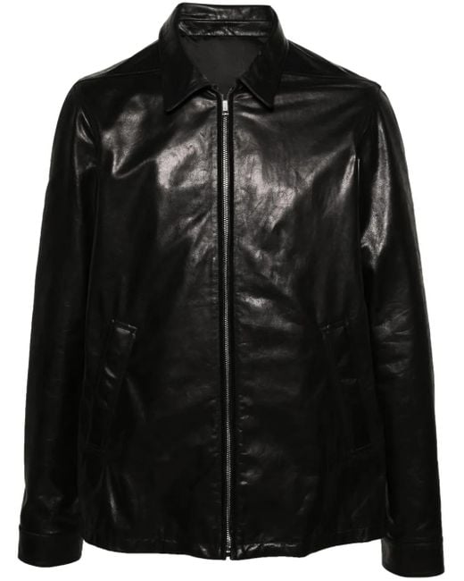 Rick Owens Black Giacca Brad In Pelle Di Vitello Nera for men