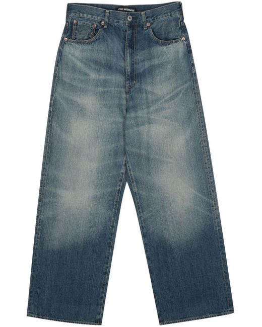 Junya Watanabe Straight Jeans Met Stonewashed-effect in het Blue