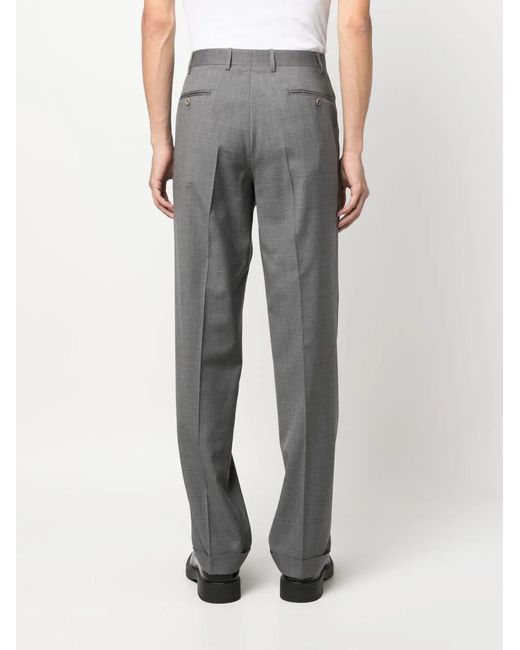 Canali Gray Straight-Leg Wool Tailored Trousers for men