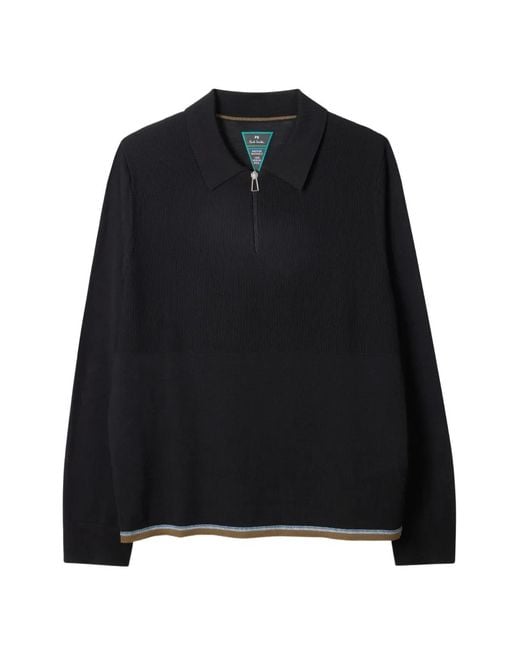 Paul Smith Black Zip Polo Shirt for men