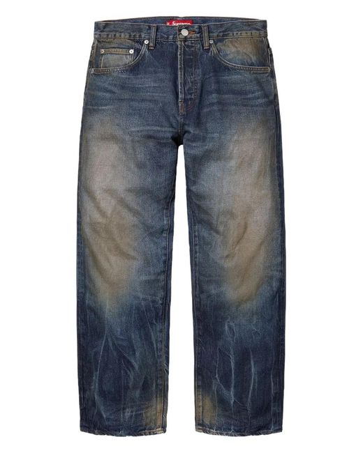 Supreme Blue Distressed Loose-Fit Jeans for men