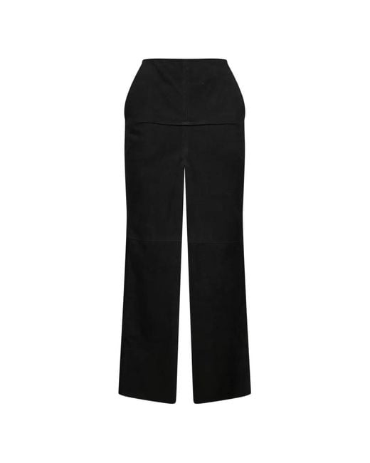 Rick Owens Black Seam-Detail Leather Trousers