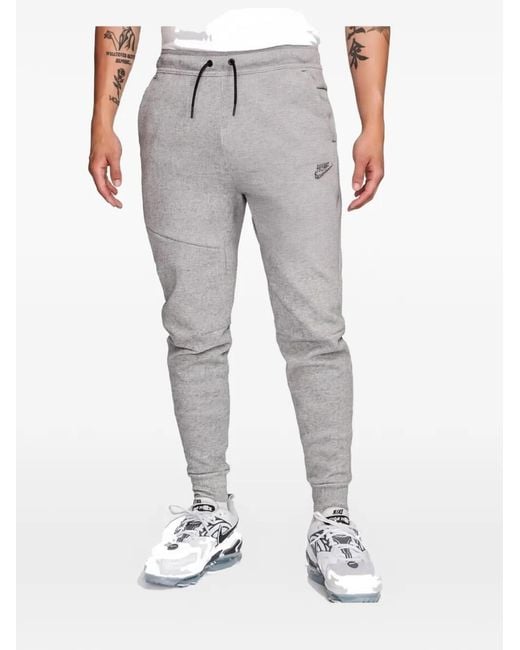 Nike Gray Tech Fleece Drawstring-Fastening Track Pants for men