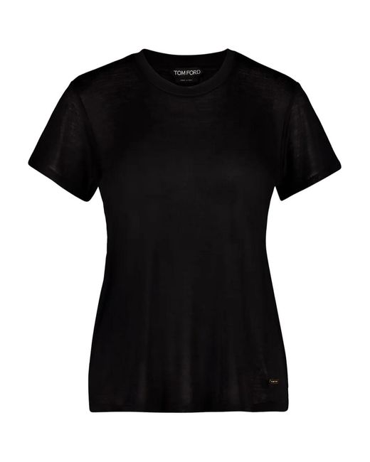 Tom Ford Black Rib-Jersey Silk T-Shirt