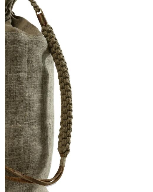 Ziggy Chen Gray Drawstring Braided-Strap Backpack