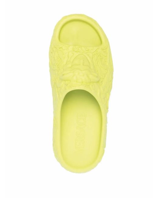 Versace Yellow Medusa Embossed Slides for men