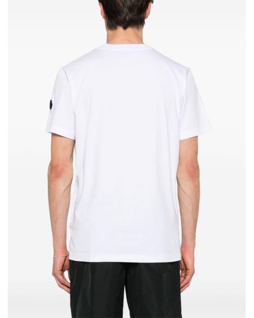Moncler T-Shirt aus Baumwoll-Jersey mit Logoapplikation und Print in White für Herren