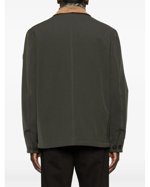 Peuterey Green Corduroy-Collar Patch-Pocket Coat for men