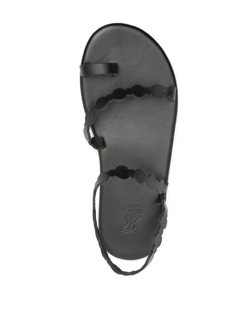 Ancient Greek Sandals Black Cronos Flat Leather Sandals