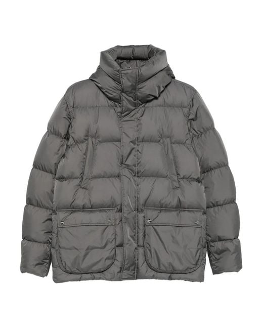 Herno Gray Puffer Jacket With High Collar for men