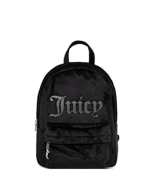 Juicy Couture Black Crystal-Embellished Velvet Backpack