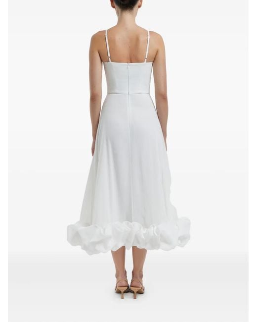 POST MERIDIEM Flared Midi-Jurk in het White