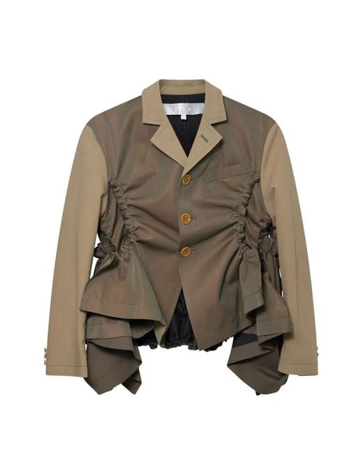 Comme des Garçons Brown Ruched Yarn-Dyed Panelled Jacket