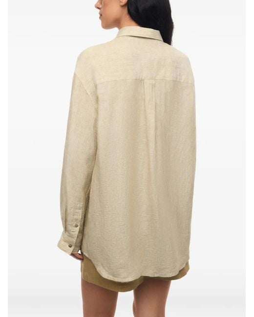 12 STOREEZ White Gelato Chest-Pocket Linen Shirt