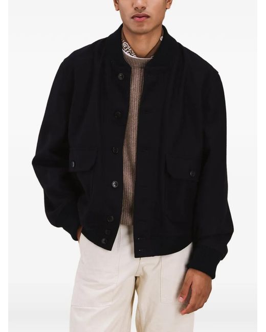 Fortela Black Cruiser Buttoned Bomber Jacket for men