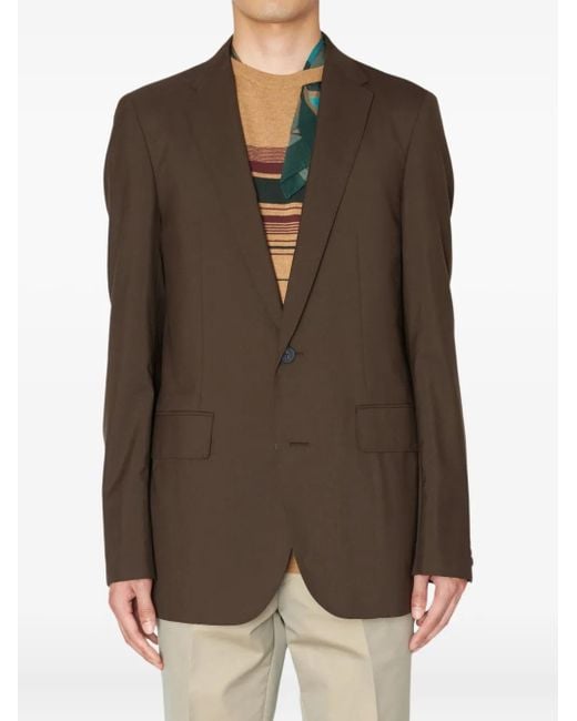 Kolor Brown Buttoned Single-Breasted Blazer for men