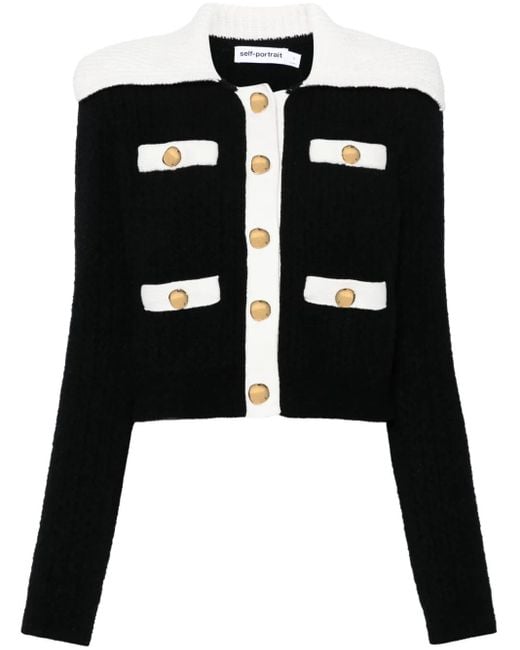 Self-Portrait Vest Met Contrasterende Afwerking in het Black
