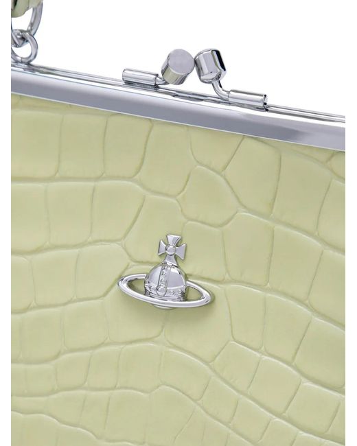 Vivienne Westwood Metallic Granny Frame Crocodile-Effect Leather Tote Bag