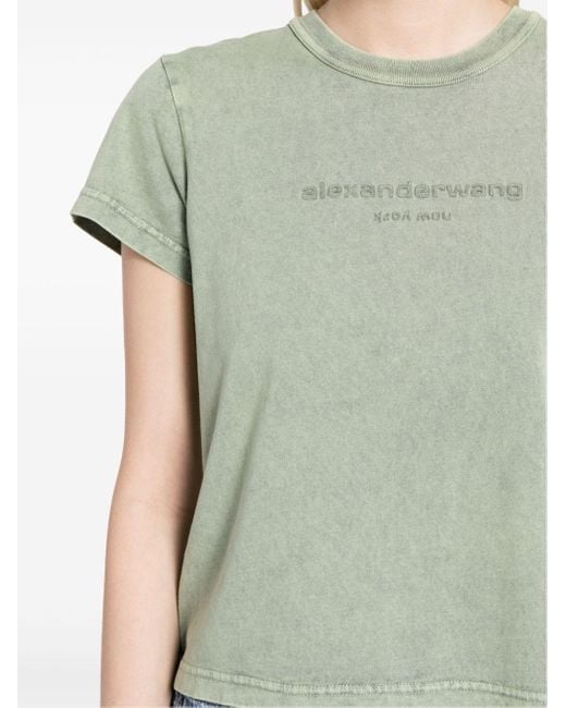 T-shirt en coton à logo brodé Alexander Wang en coloris Green
