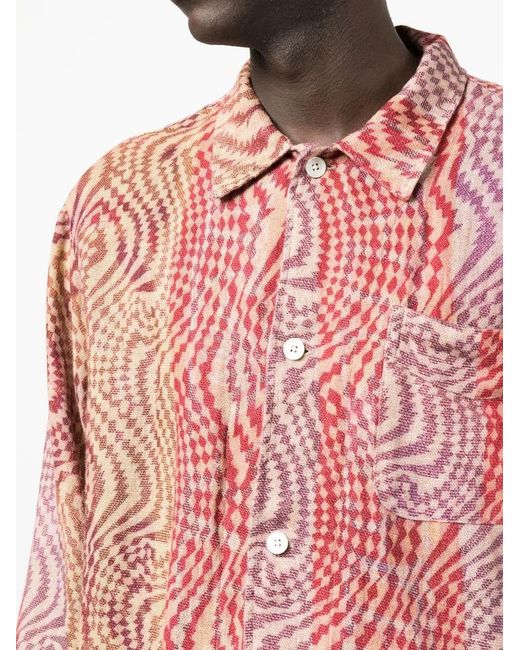 Our Legacy Pink Abstract-Pattern Embroidered Shirt for men