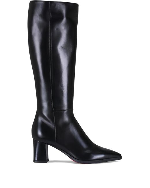 Santoni Black Mariel Pointed-Toe Block-Heel Boots
