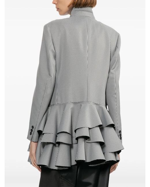 Comme des Garçons Gray Ruffled Houndstooth Jacket