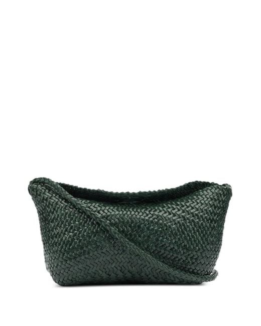 Dragon Diffusion Green Corsina Woven Leather Shoulder Bag