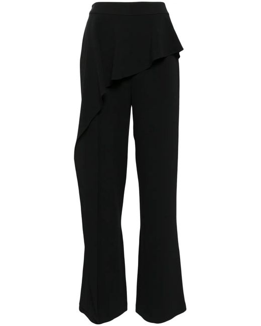 Edward Achour Paris Black Ruffled-Detail Flared Trousers