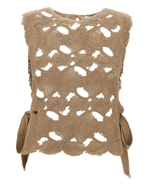 Kangra Brown Crochet-Knit Top