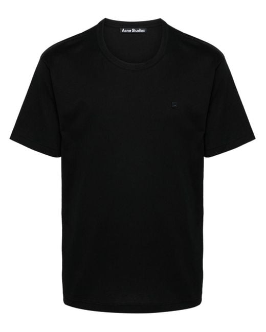 T-shirt en coton biologique à patch logo Acne en coloris Black