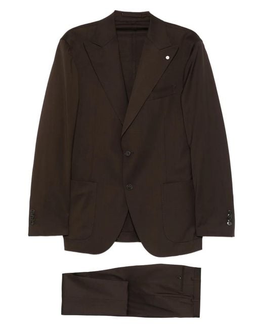 Luigi Bianchi Black Pocket Buttoned Suit for men