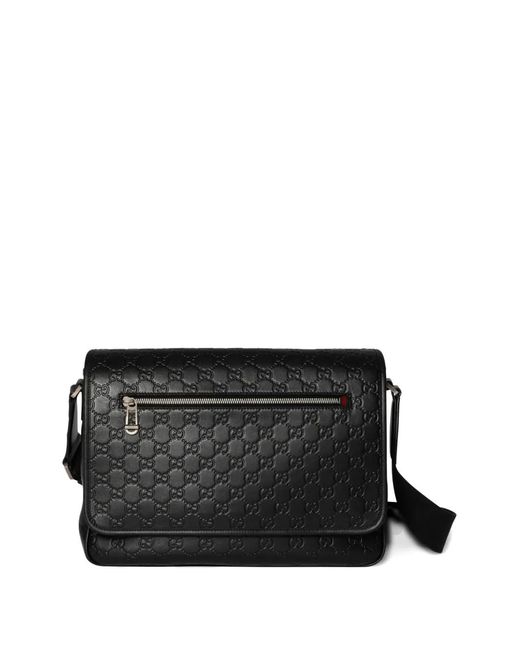 Gucci Black Medium Gg Emblem Messenger Bag for men