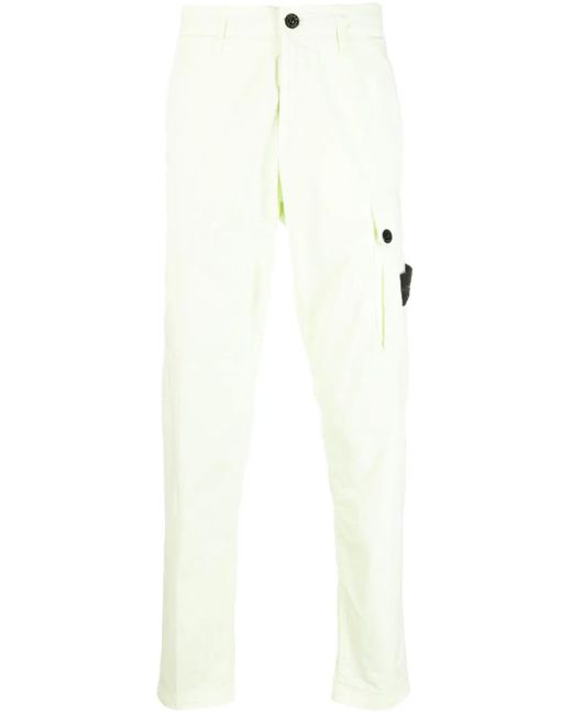 Stone Island White Compass Badge Slim-Fit Trousers for men