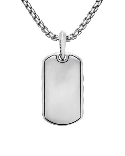 David Yurman White Sterling Sculpted Cable Tag (27Mm) for men
