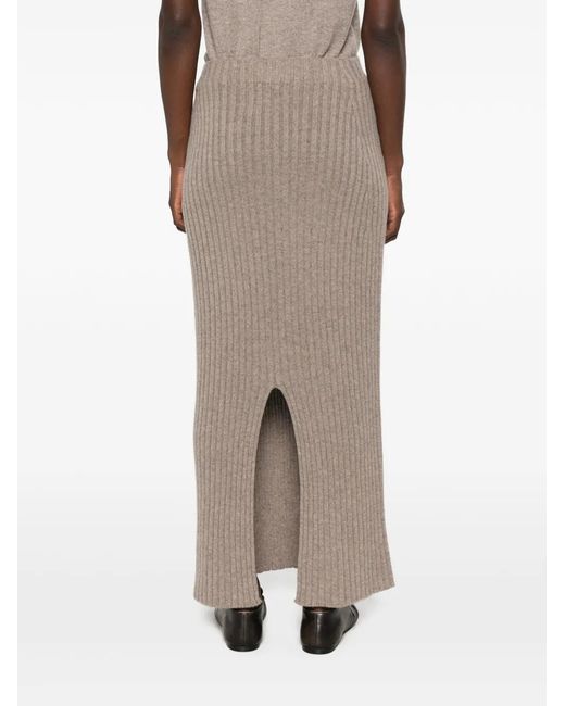 Bompard Brown Ribbed Cashmere Maxi Skirt