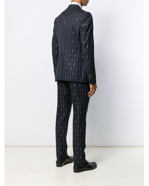 Completo due pezzi GG con ricamoGucci in Lana da Uomo colore Blu | Lyst