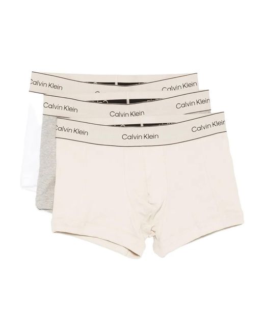 Calvin Klein Natural Logo-Waistband Boxers (Pack Of Three) for men