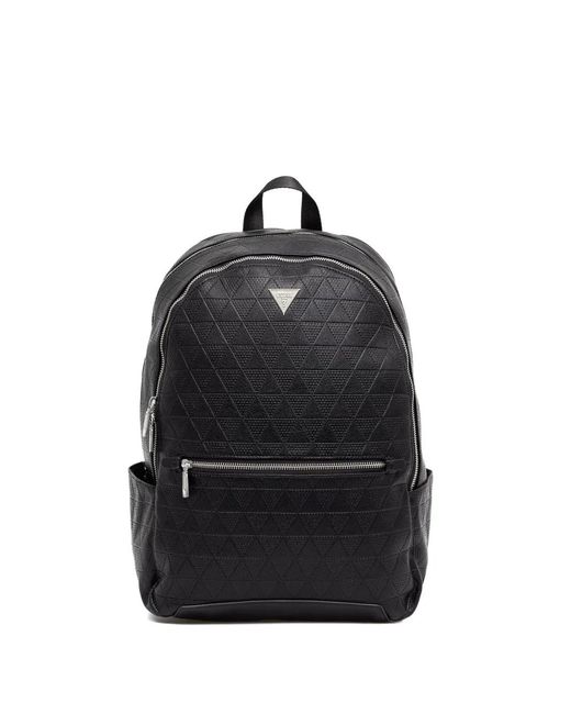 Guess Black Torino Triangle-Pattern Backpack for men