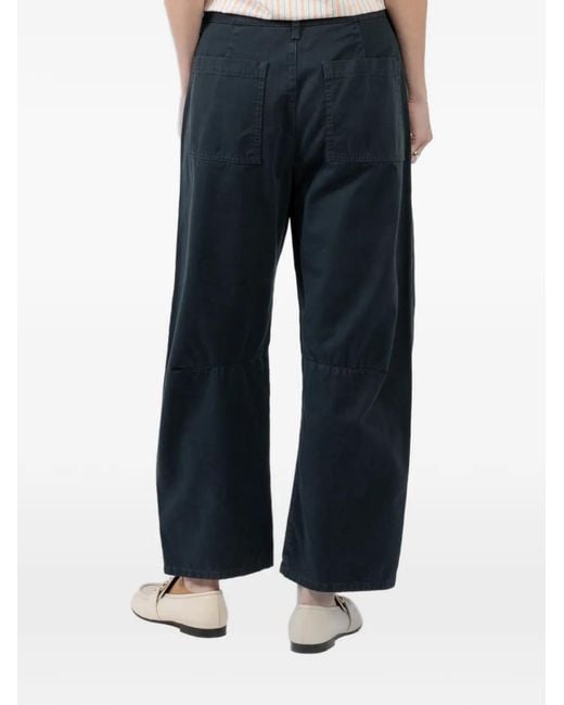 Velvet Blue Patch-Pocket Trousers