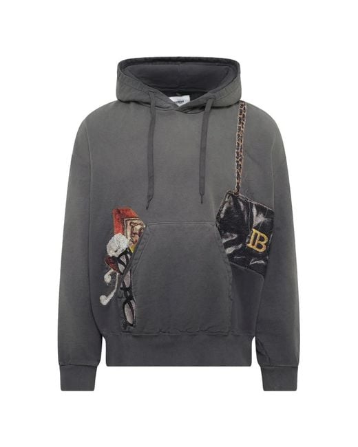 Doublet Gray Bag-Print Hoodie for men