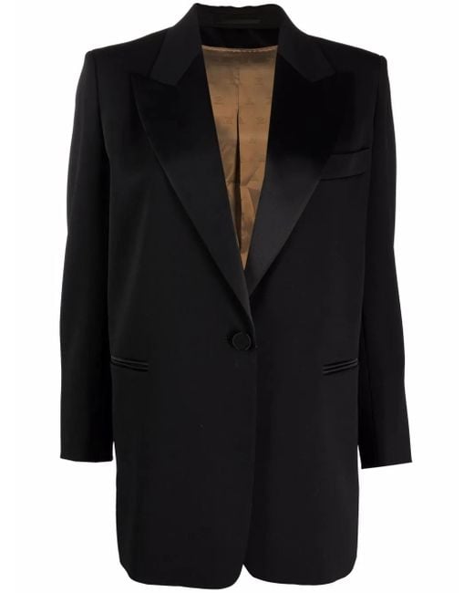 Max Mara Black Single-Breasted Virgin Wool-Blend Blazer