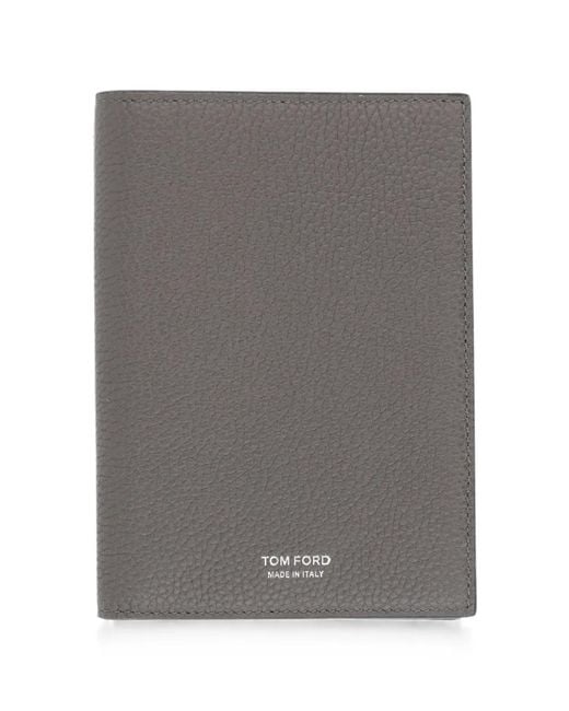 Tom Ford Gray Pebbled-Leather Wallet for men