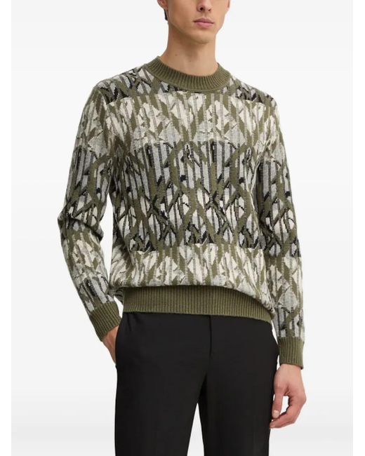 Liu Jo Gray Patterned Crew-Neck Sweater for men