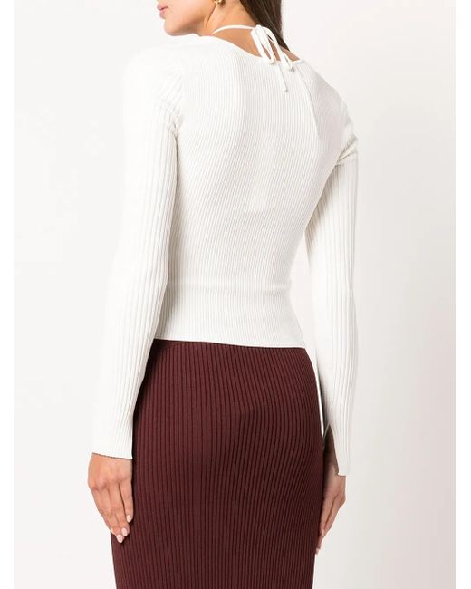 Jonathan Simkhai White Alexia Cut-out Ribbed-knit Top
