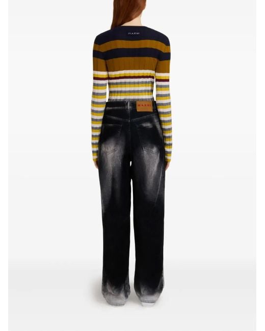 Marni Black Faded Wide-Leg Jeans