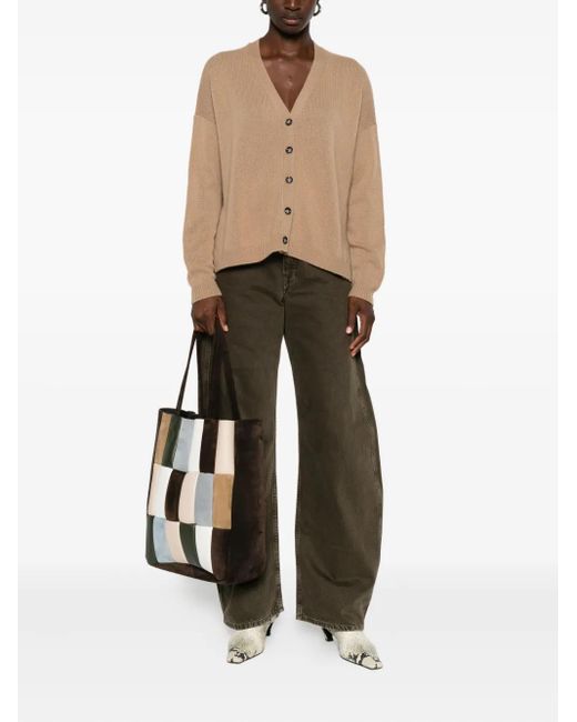 Allude Natural Button-Front Cashmere Cardigan