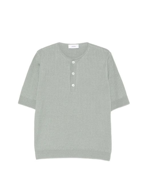 Lardini Gray Quarter-Button Sweater for men