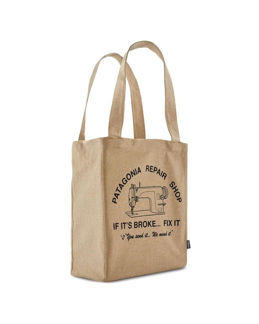 Patagonia Natural Recycled Market Logo-Print Tote Bag for men