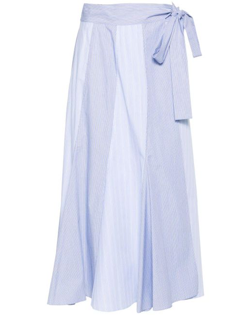 Twin Set Blue Pinstriped Cotton Skirt