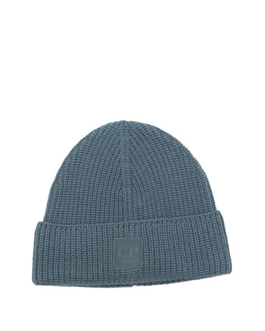 C P Company Gerippte Beanie Mit Logo in Blue für Herren